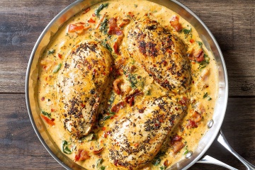 Chicken, Bacon & Spinach in Mozzarella Cream Sauce